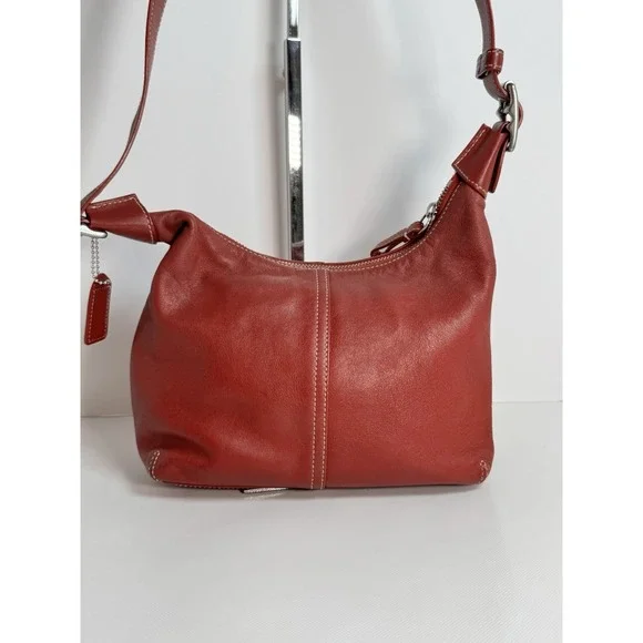 Coach Legacy Red Leather Hobo Shoulder Bag Purse 9566 - Picture 5 of 12